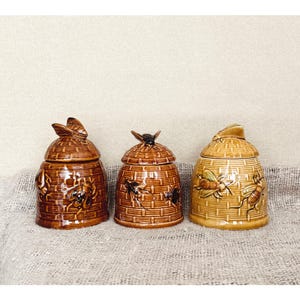 Vintage Honigtopf: Braune Keramik Andenken