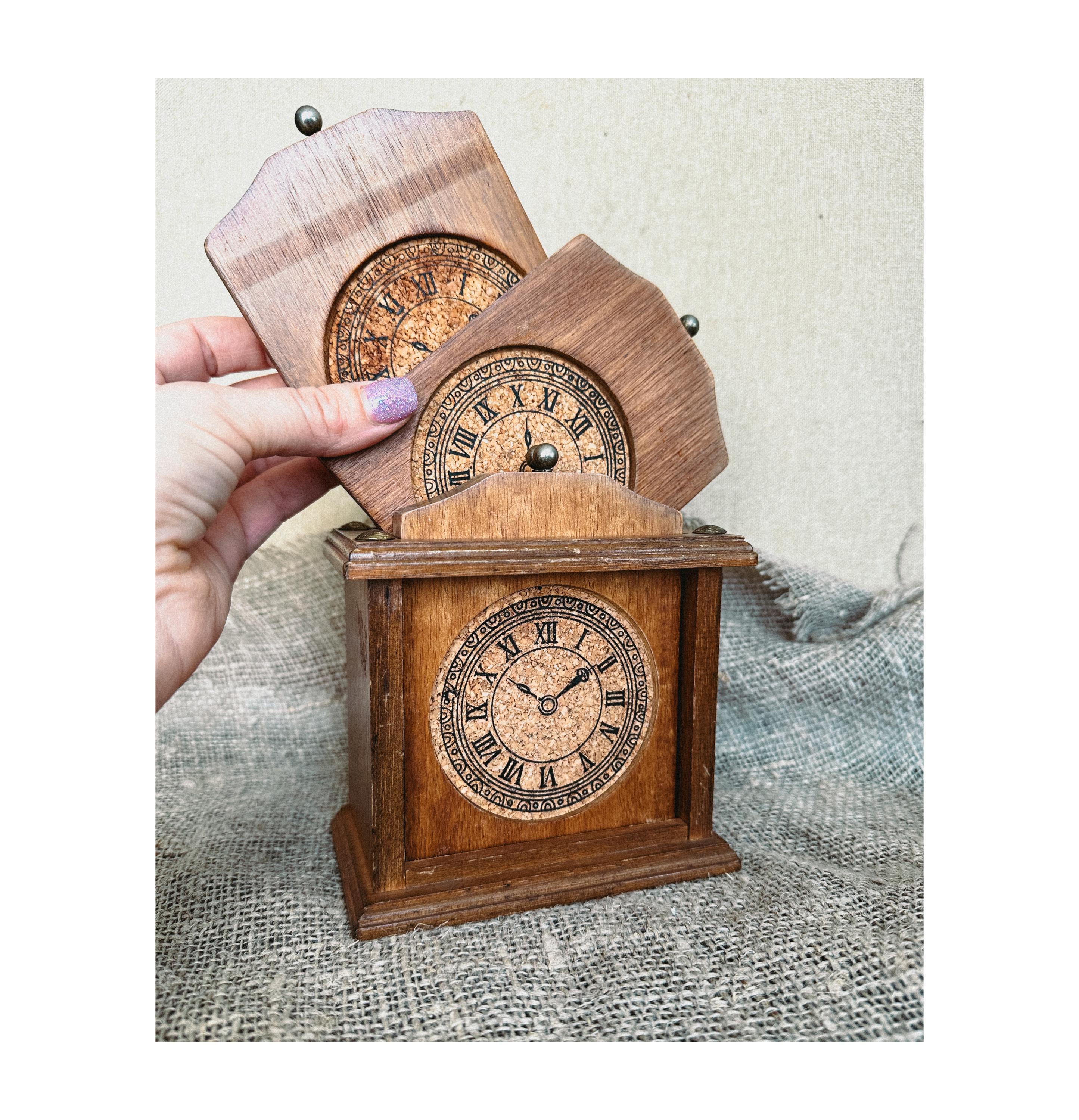 ヴィンテージドイツ製木製コースター：時計のお土産6枚セット - Etsy 日本