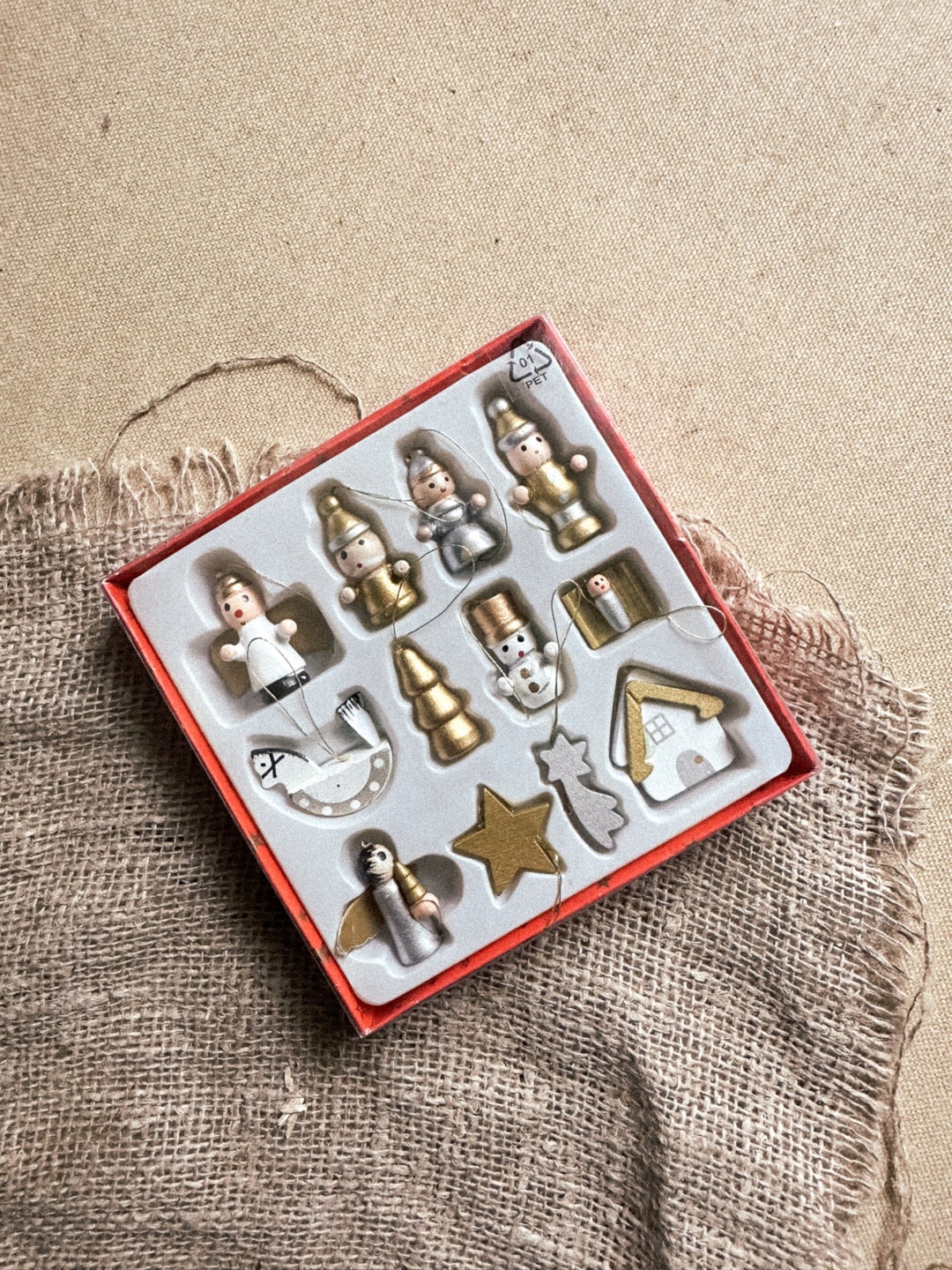 12 Cute German Wooden Christmas Ornaments Hanging Figurines Winter