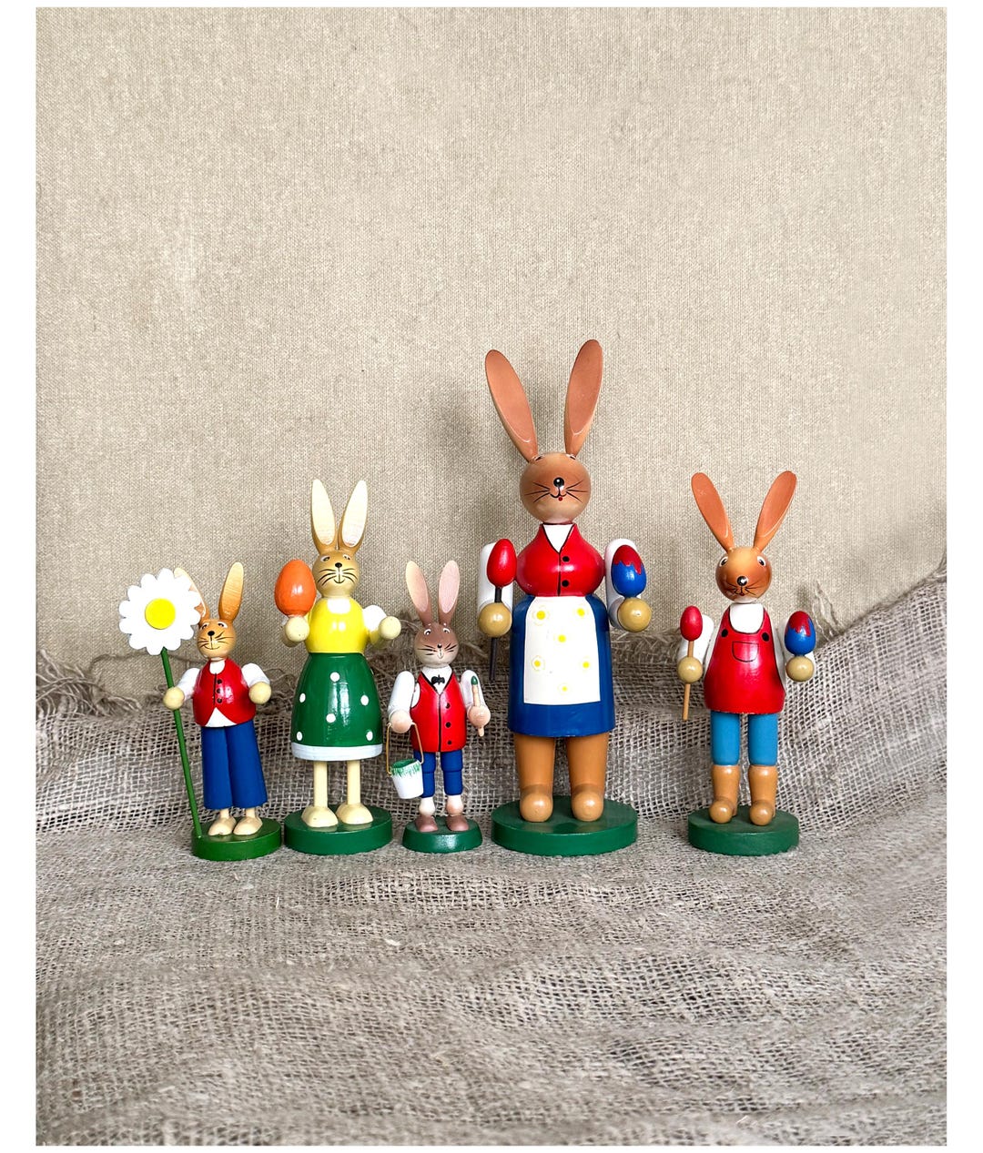 German Easter Rabbits Wooden Hand Made Bunnies Figurines Easter ...