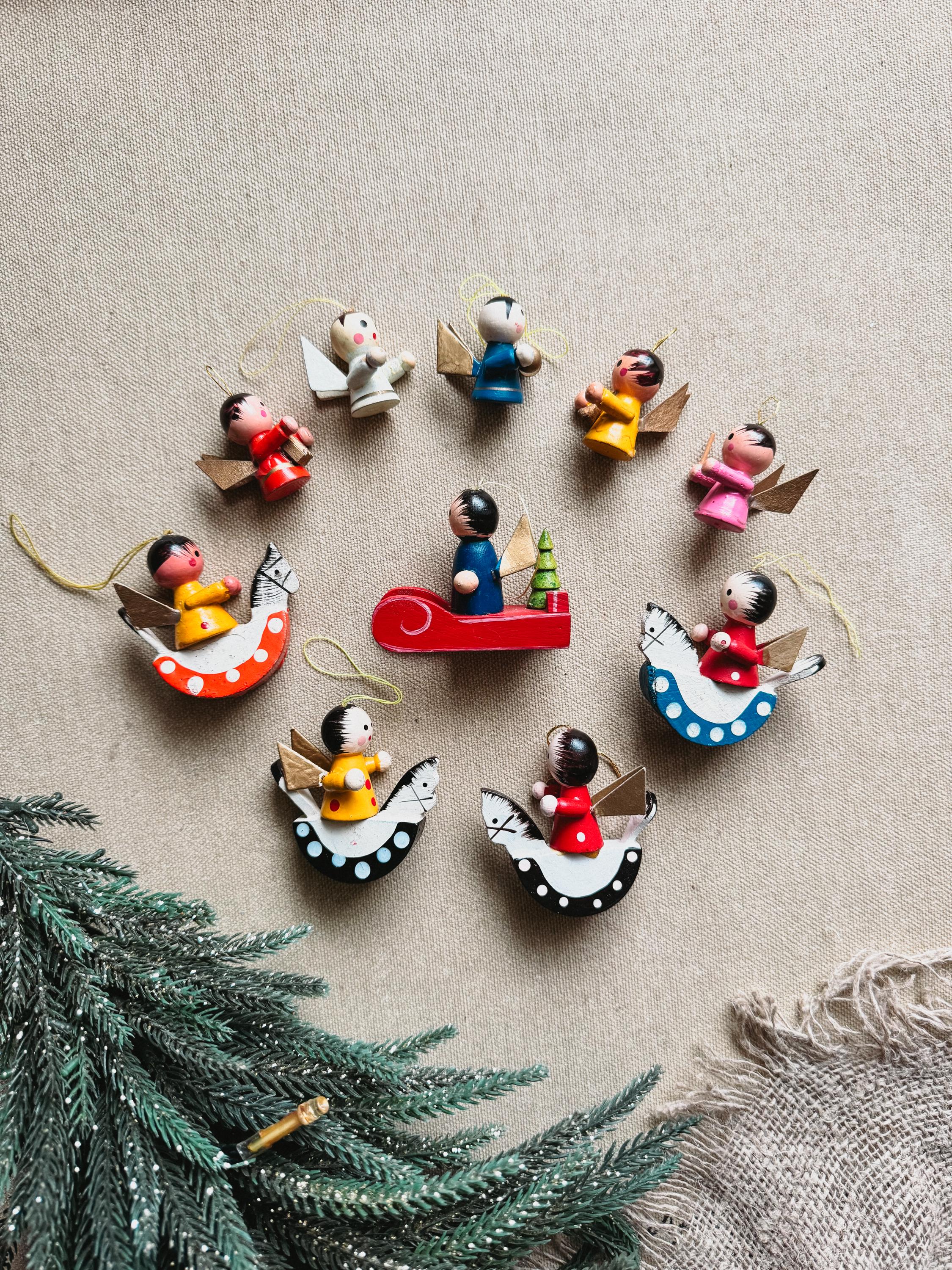 エルツ山地のヴィンテージ木製クリスマスオーナメント：ミニチュア