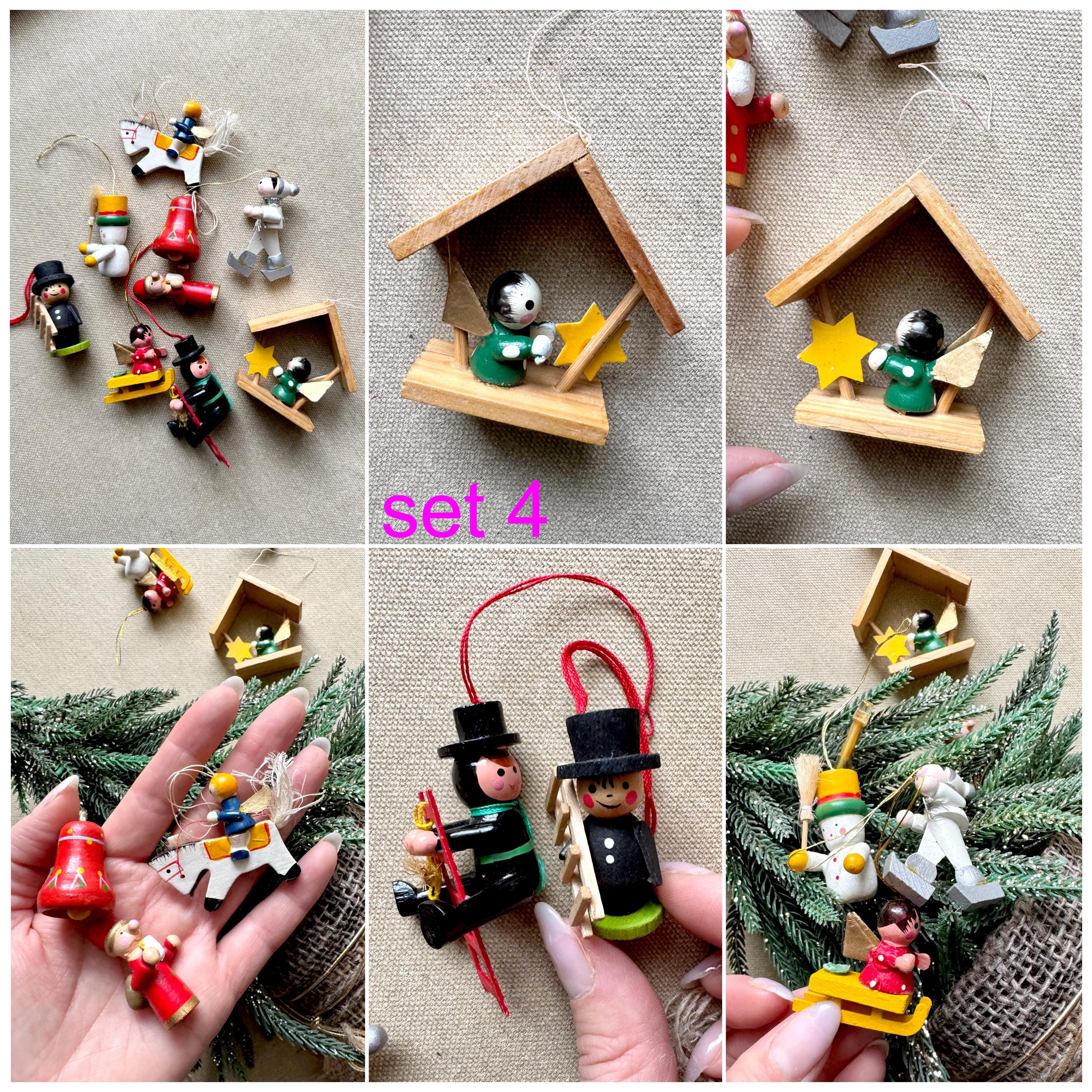 エルツ山地のヴィンテージクリスマスオーナメント：ドイツの木製天使と