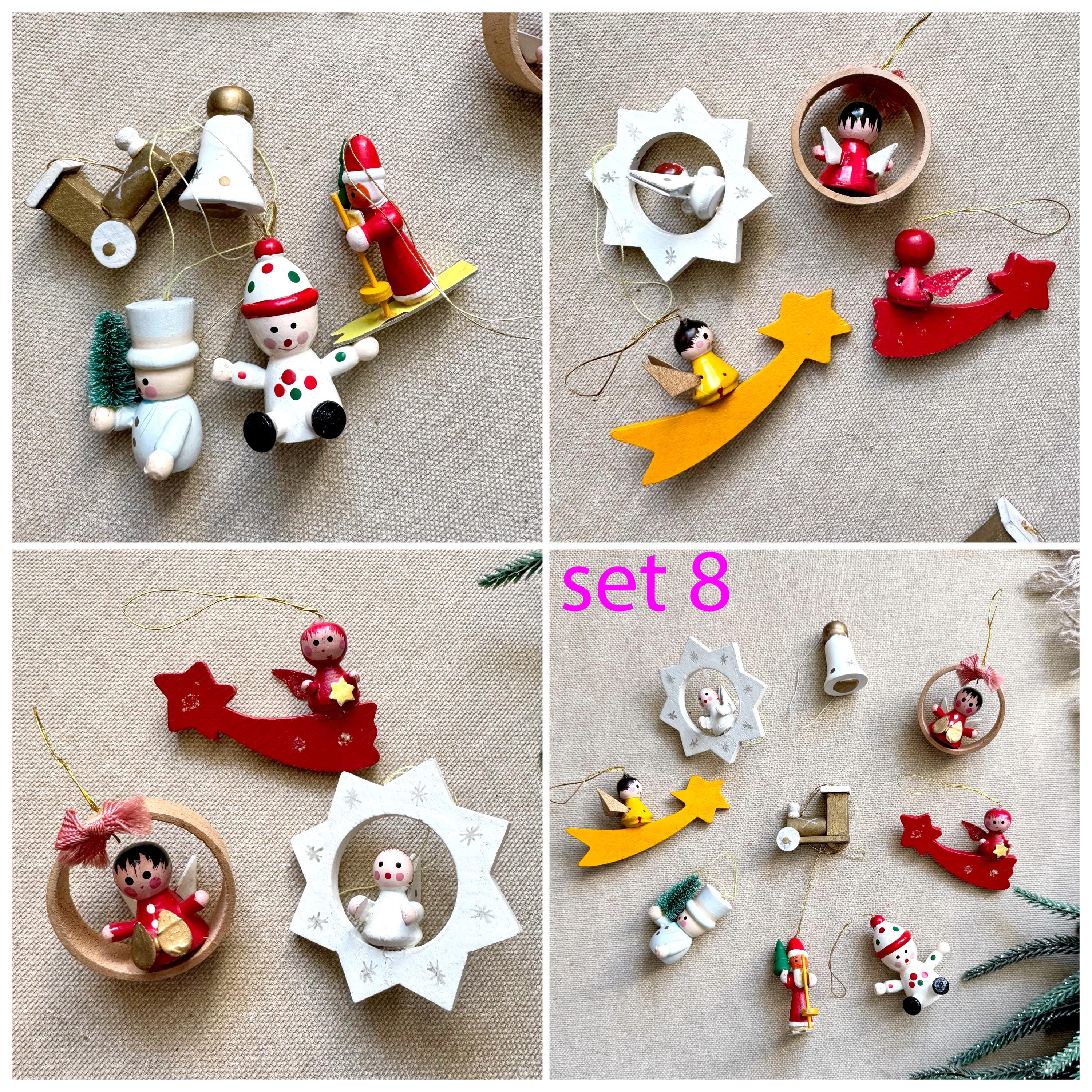 エルツ山地のヴィンテージクリスマスオーナメント：ドイツの木製天使と