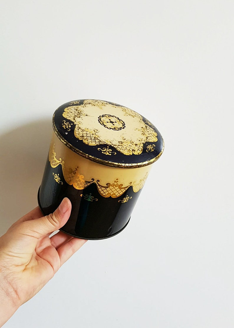 Decorative Tin Box Vintage Canister Shabby Container Black Etsy