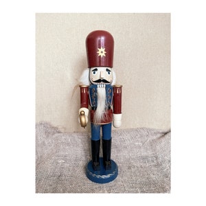 Vintage German Nutcracker Soldier: Erzgebirge Wood Figurine