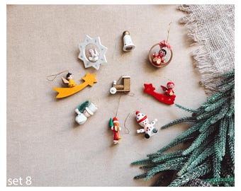 エルツ山地のヴィンテージクリスマスオーナメント：ドイツの木製天使と