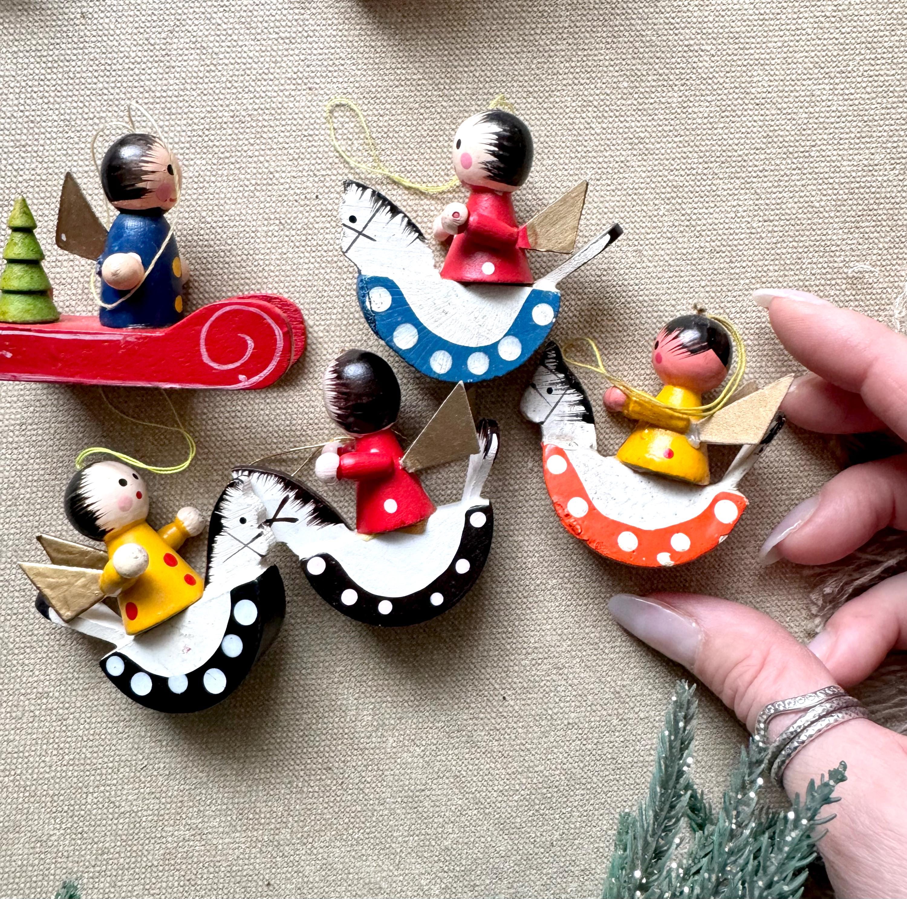 木製クリスマスオーナメント 6個セット ドイツ エルツ山地 ザイフェン 木製クリスマスオーナメント 6個セット ドイツ エルツ山地 ザイフェン