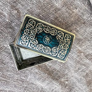 Vintage Mekter Tee Tin: Blue Mint Silver German Storage Can