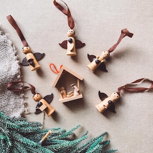Vintage Erzgebirge Wooden Christmas Ornaments: Holiday Decor Set