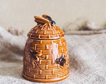 Vintage German Honey Pot: Retro Ceramic Jar, Germany Souvenir