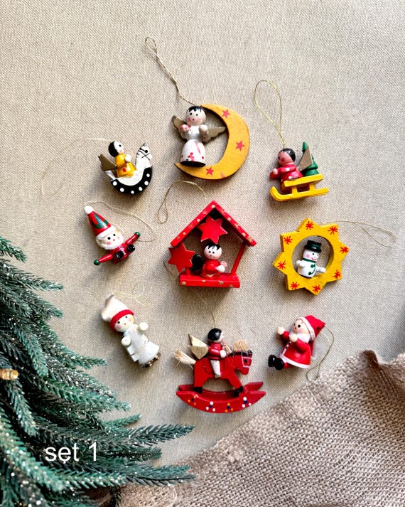 Vintage Erzgebirge Wood Christmas Ornaments: Miniature German