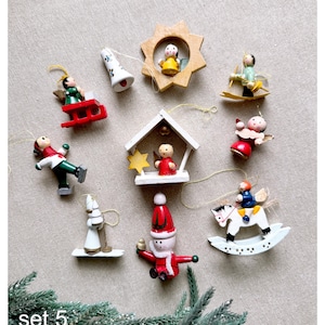 Vintage Erzgebirge Weihnachtsschmuck: Holz Engel & Soldaten