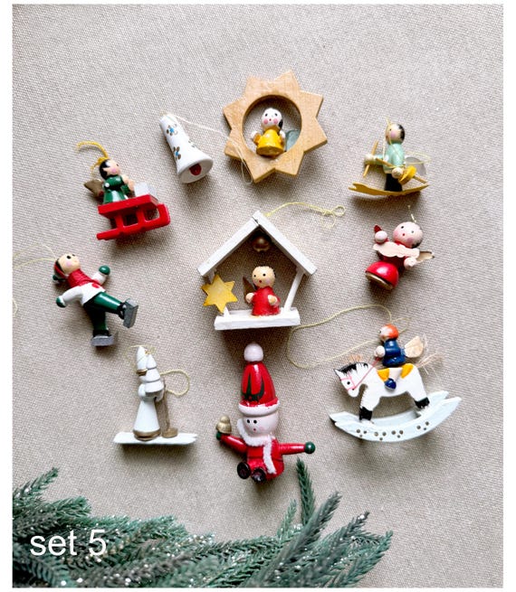 エルツ山地のヴィンテージクリスマスオーナメント：ドイツの木製天使と