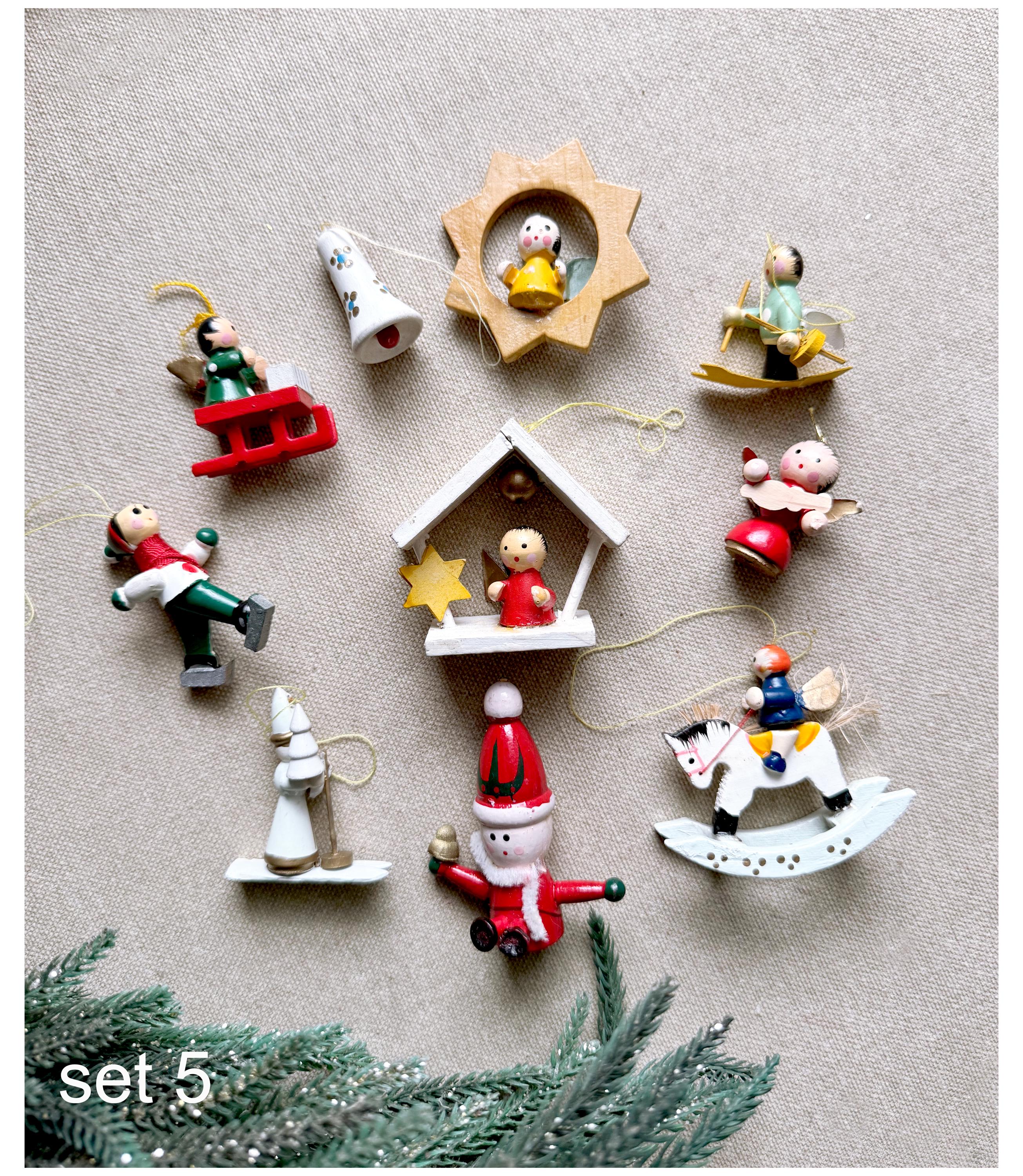 ドイツ　クリスマス　オーナメント　エルツ　工芸 エルツ山地のヴィンテージクリスマスオーナメント：ドイツの木製天使と