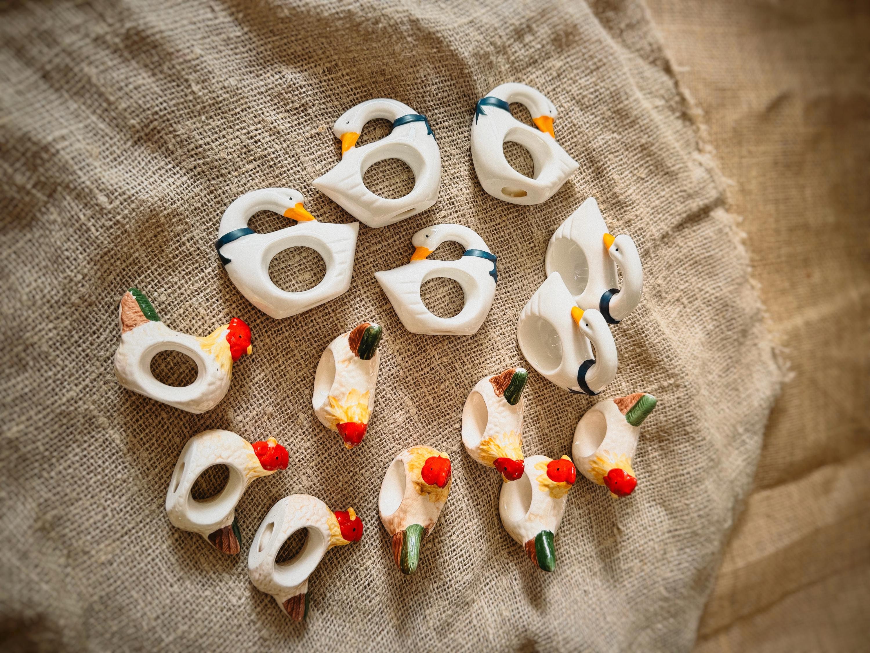 Portatovaglioli per tavolo, decorazione rustica a forma di gallo