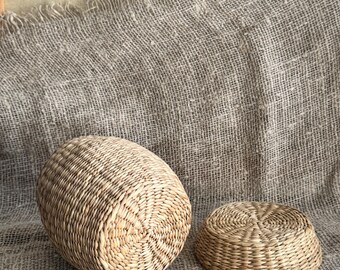 蓋付き編みわらかご：素朴な農家風インテリア - Etsy 日本