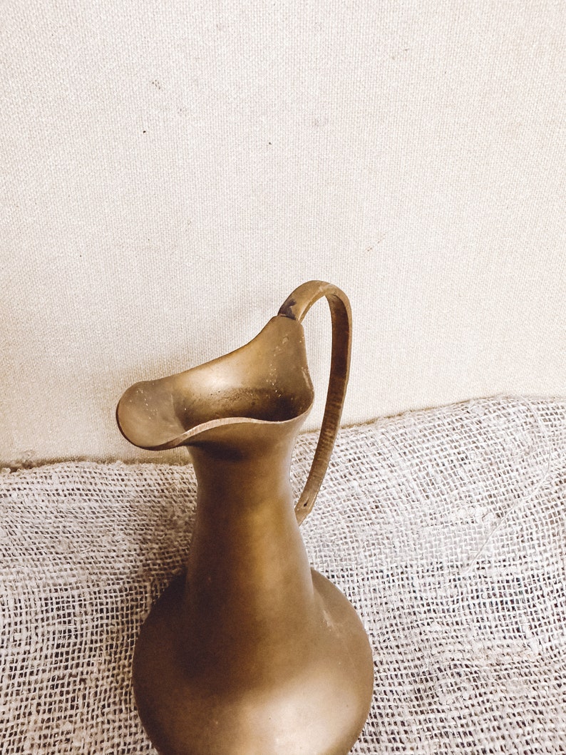 Mid-Century Bronze Vase Jug with handle Brass Jug decorative Shabby Pitcher Farmhouse decorative Rustic Kitchen deco German Vintage finds image 3