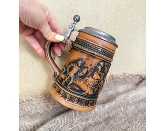 Gerz Vintage Beer Mug with Lid Germany vintage souvenir Large Stein Gerz Liddel Beer Gerzit beer stein German Beer Steins Nostalgic souvenir