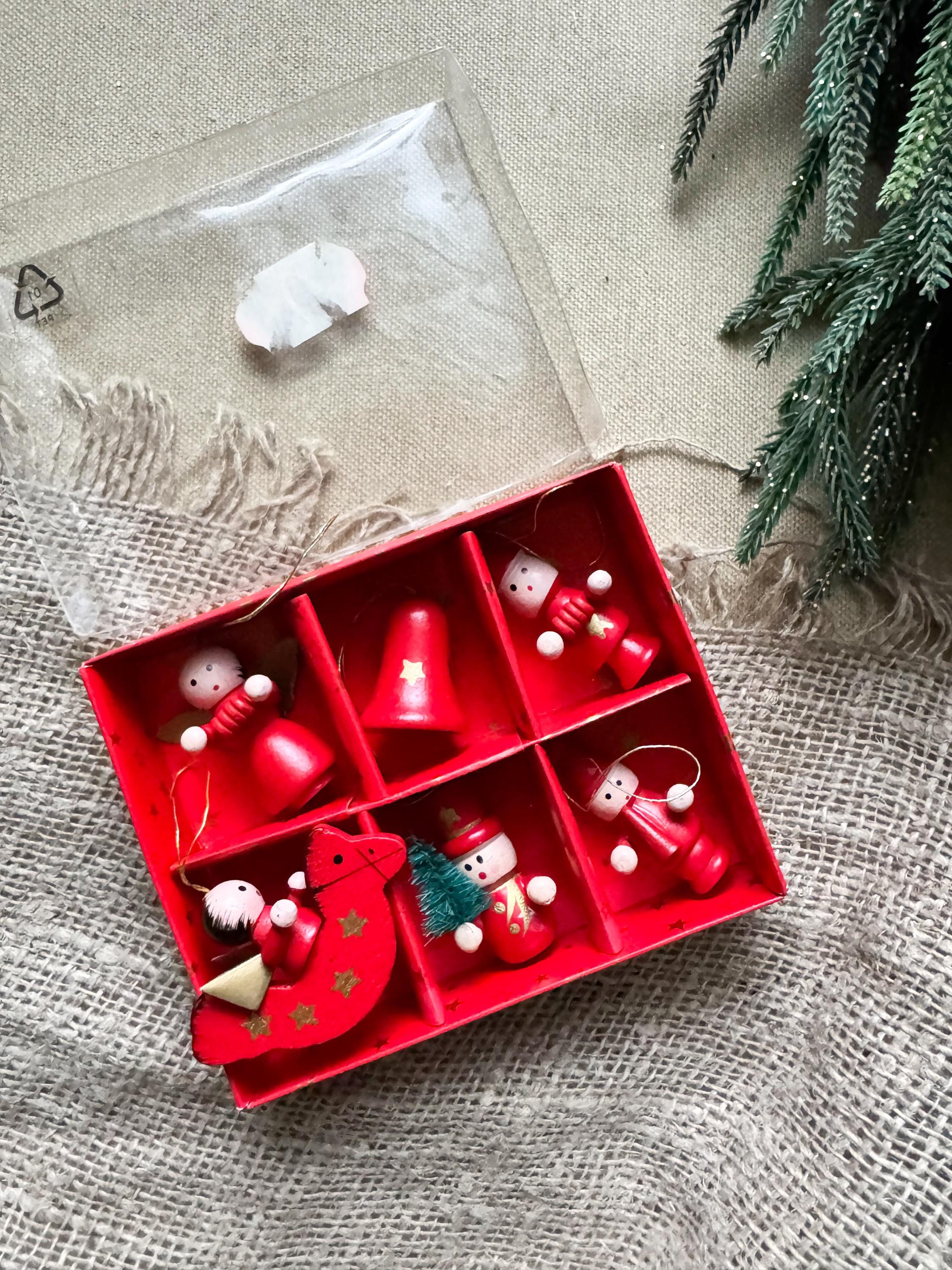 Vintage Erzgebirge Germany Wood Christmas Ornaments: Winter Holiday Decor