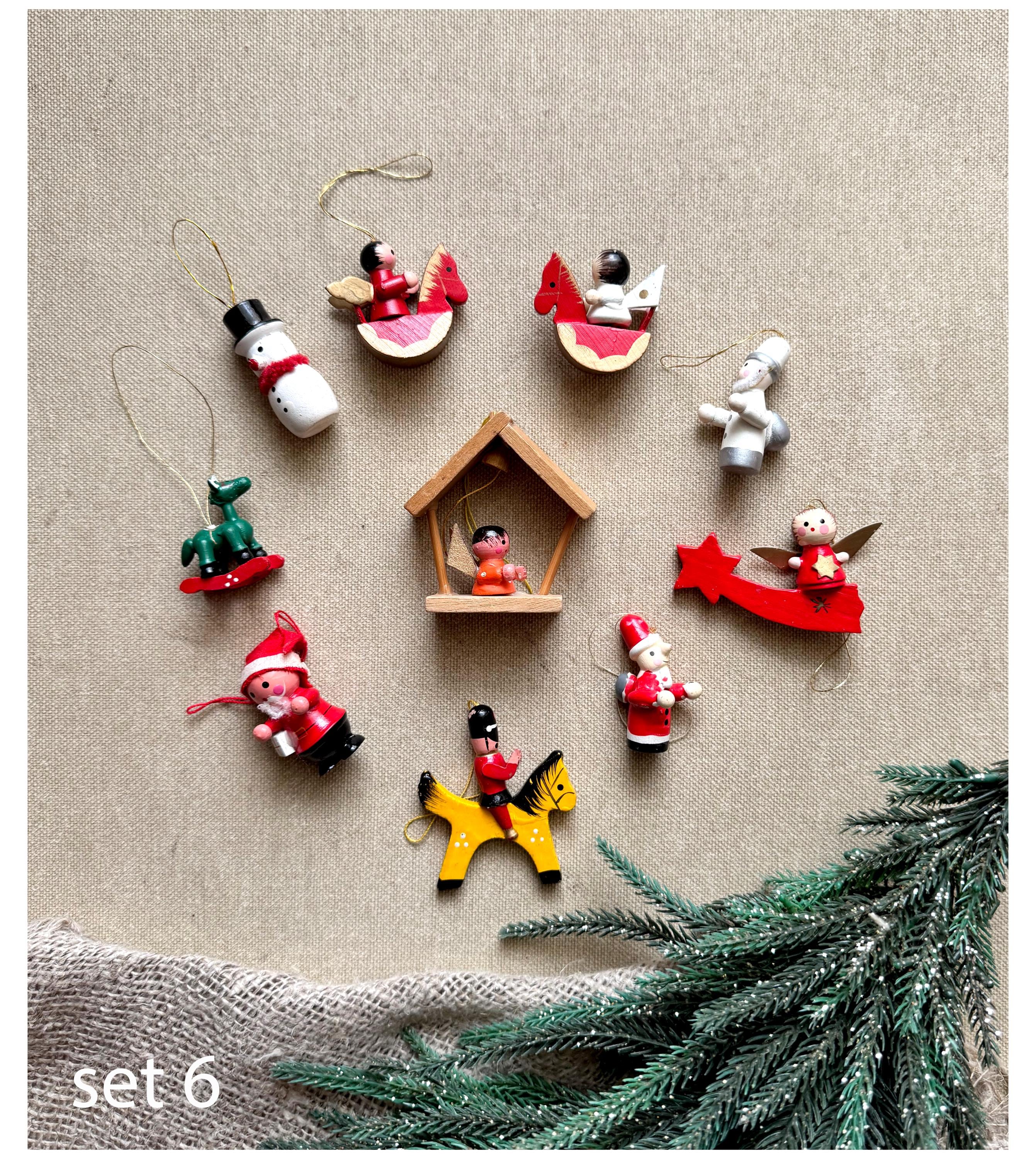 エルツ山地のヴィンテージクリスマスオーナメント：ドイツの木製天使と