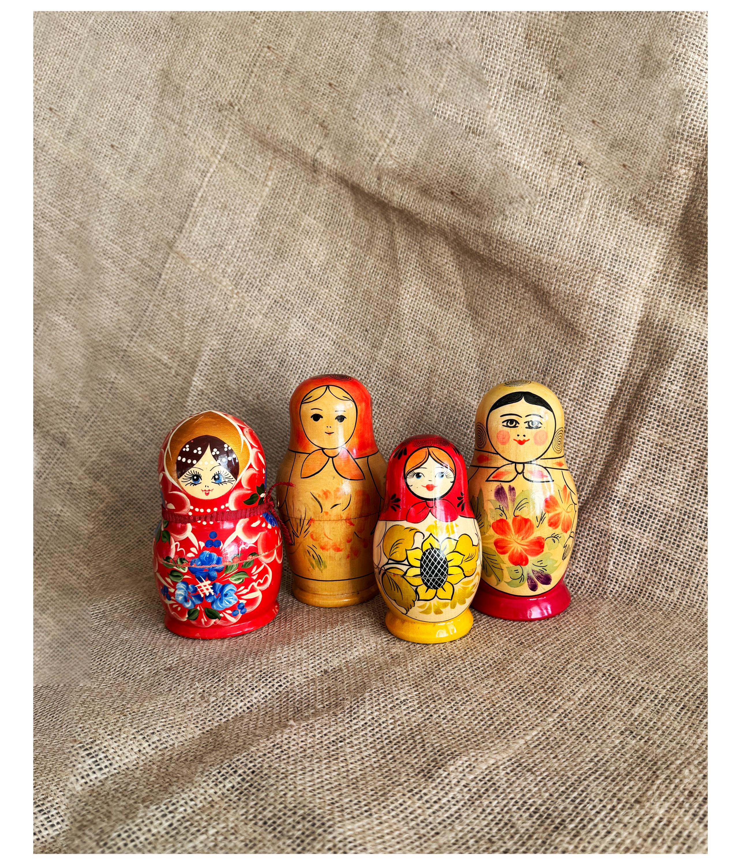Vintage Hand-painted Wooden Matryoshka Nesting Dolls - USSR  display picture 1