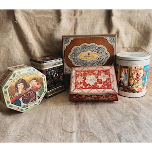 Vintage Extra Large Decorative Tin Collection: Mid-Century Shabby Rusty Kitchen Storage Canister