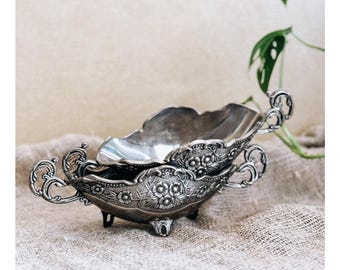 花模様ボウル 319g 銀製 フラワーパターン ボウルМ 16cm 小鉢 サラダ