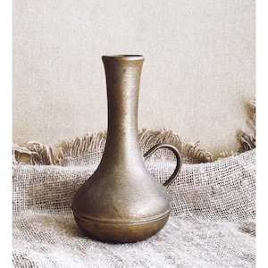 Mid-century brass Pitcher Vintage Bronze Vase small Pitcher with Handle Farmhouse Home decor Housewarming Gift idea Rustic Kitchen decor