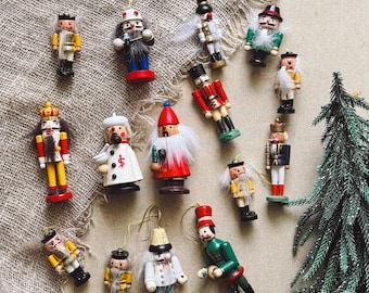 Vintage Erzgebirge Miniature Nutcracker Ornaments: German Christmas Decor
