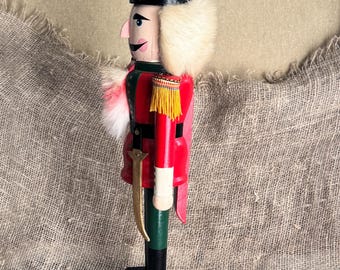 Vintage Erzgebirge Nutcracker: Large German Wood Soldier Figurine