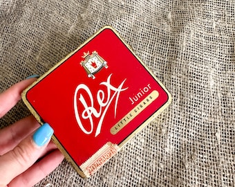 Rex Junior small Cigars Gautschi Hauri fleet vintage Tin Can Red Gold Mid-Century souvenir Man gift Cigars Tobacco collectibles Unique Gift