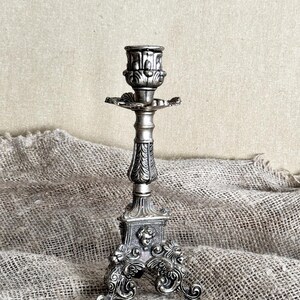 Silver Plated Candlestick Holder: Victorian Floral Home Decor