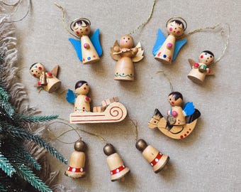 Erzgebirge Christmas Ornaments: German Wooden Holiday Decor, Set of 10
