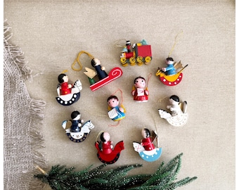 エルツ山地のヴィンテージ木製クリスマスオーナメント:ミニチュア エルツ山地のヴィンテージ木製クリスマスオーナメント:ミニチュア