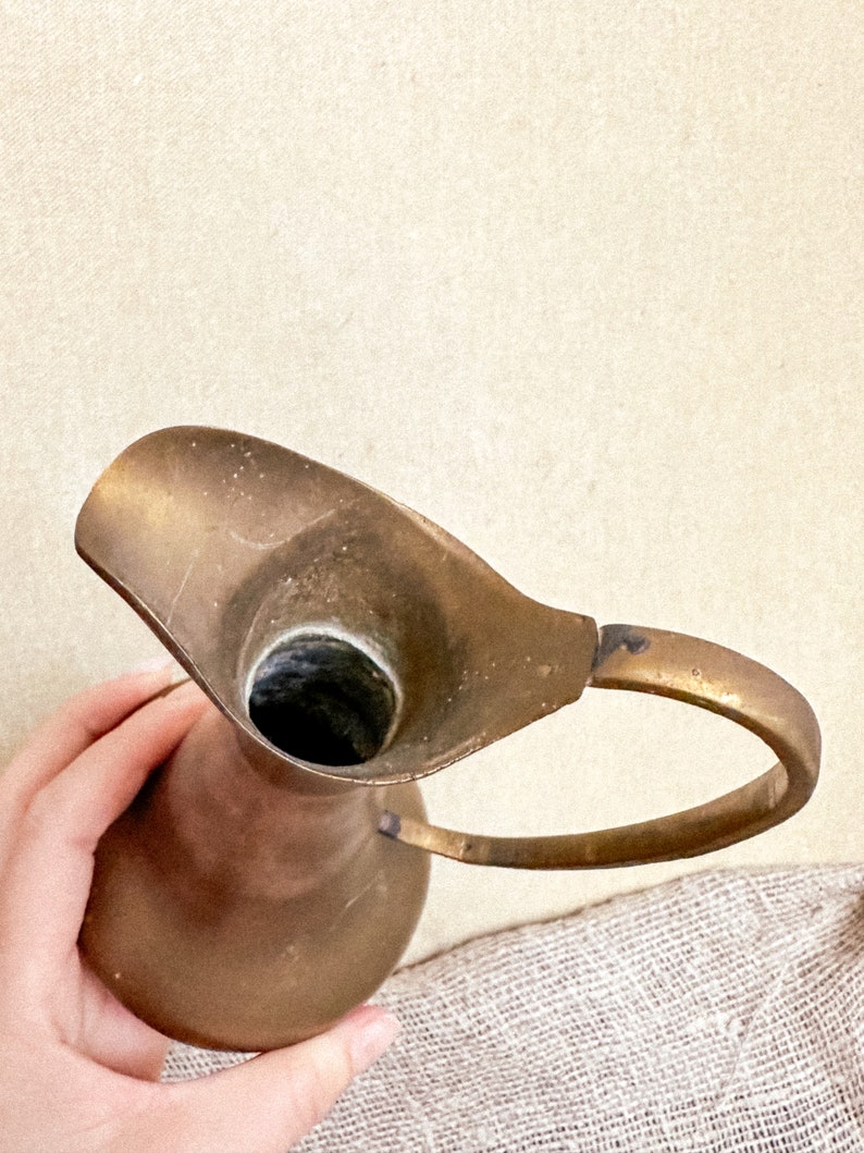 Mid-Century Bronze Vase Jug with handle Brass Jug decorative Shabby Pitcher Farmhouse decorative Rustic Kitchen deco German Vintage finds image 9
