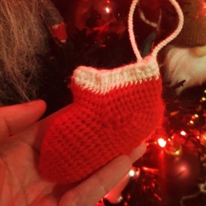 Handmade Nalbinding Wool Viking Stocking: Yule Tree Ornament