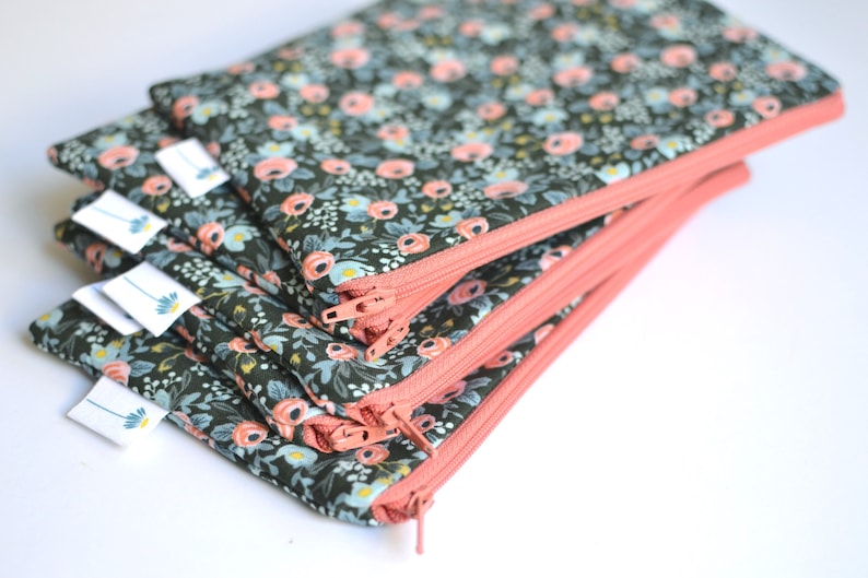 Rifle Paper Co Green Zipper Pouch Mini Clutch Purse Floral Makeup Bag Small Gift for her Green Bridesmaid Gift Rosa Floral Zipper Bag