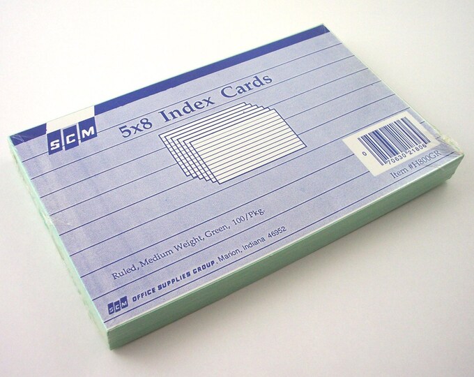 5 X 8 Inch Index Cards, Light Green, Narrow Ruled, Medium Weight