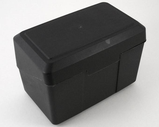 File Box, Holds 4 X 6 Inch Index Cards, Black Plastic, Vintage School