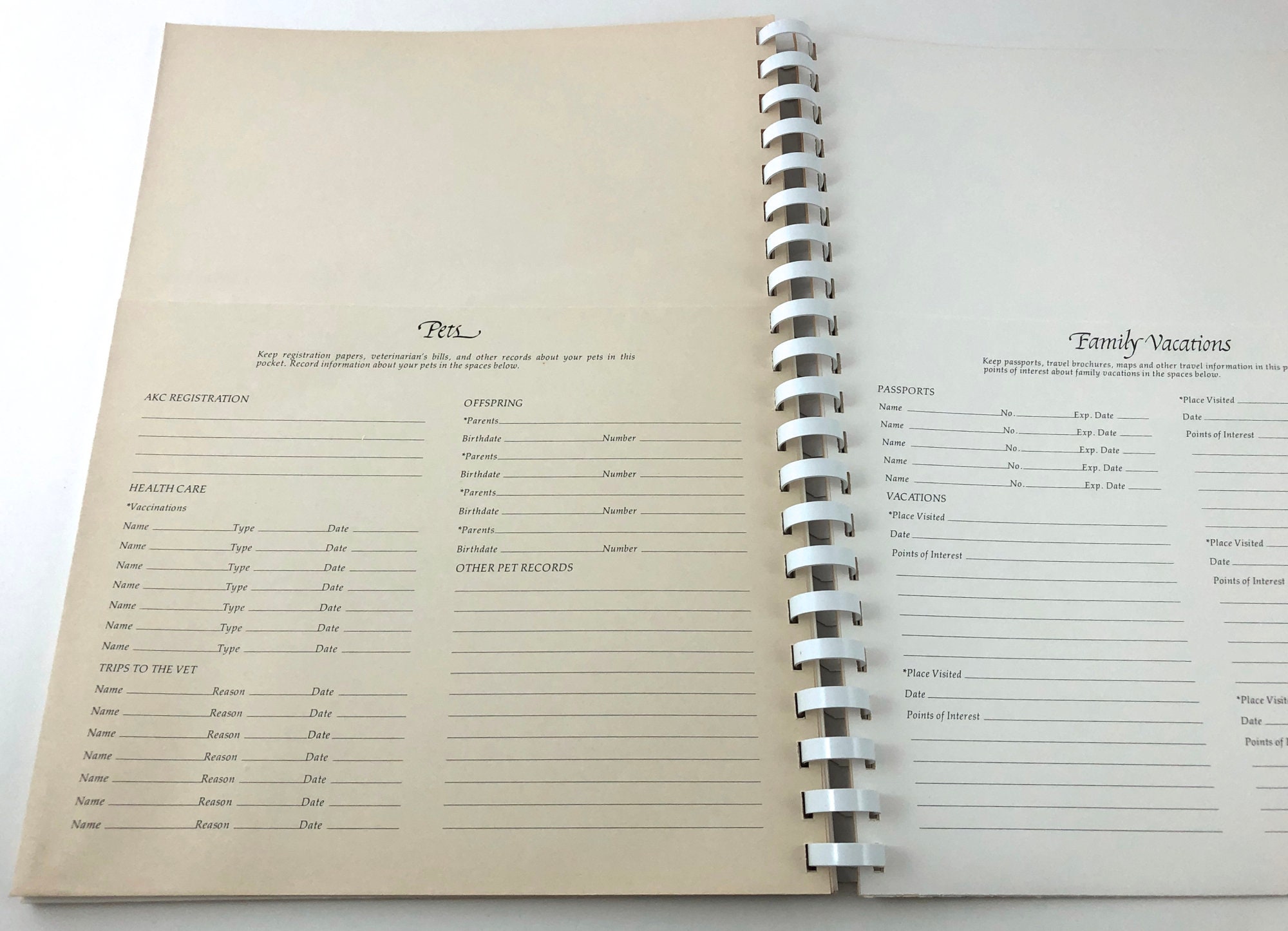 1980 Family Record Book Pockets for Receipts Listing Health Etsy UK