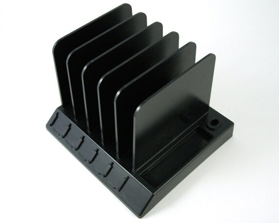 Desk Pal File Organizer Black Plastic Caddy 5 Slot Mail Etsy