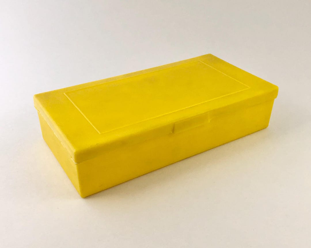 Yellow Pencil Container Target Pencil Box, Bright Yellow Plastic, Hinged Lid, Multipurpose Storage ...