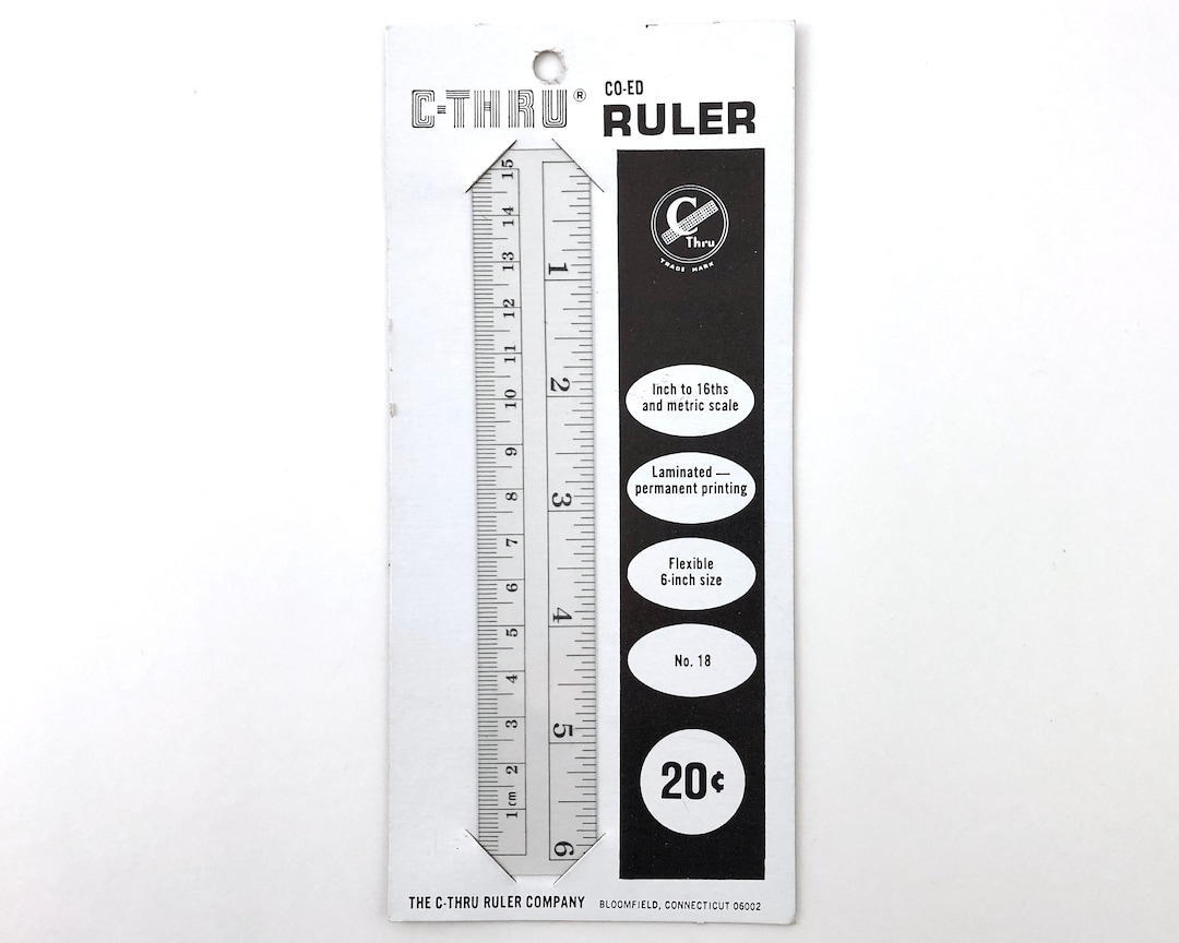 6 Ruler 15 Cm, Clear Flexible Plastic, Vintage in Original Packaging