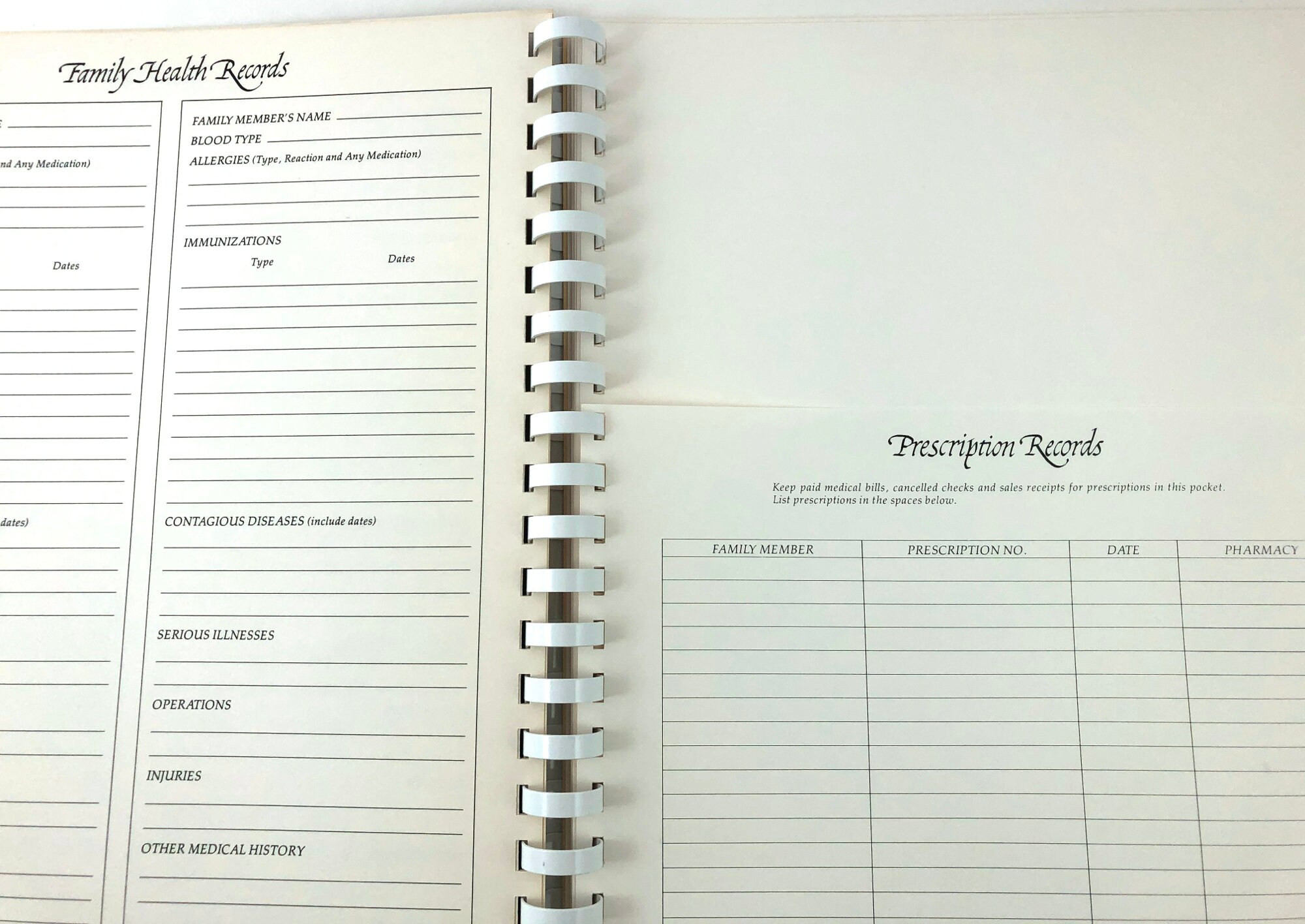 1980 Family Record Book Pockets for Receipts Listing Health Etsy UK