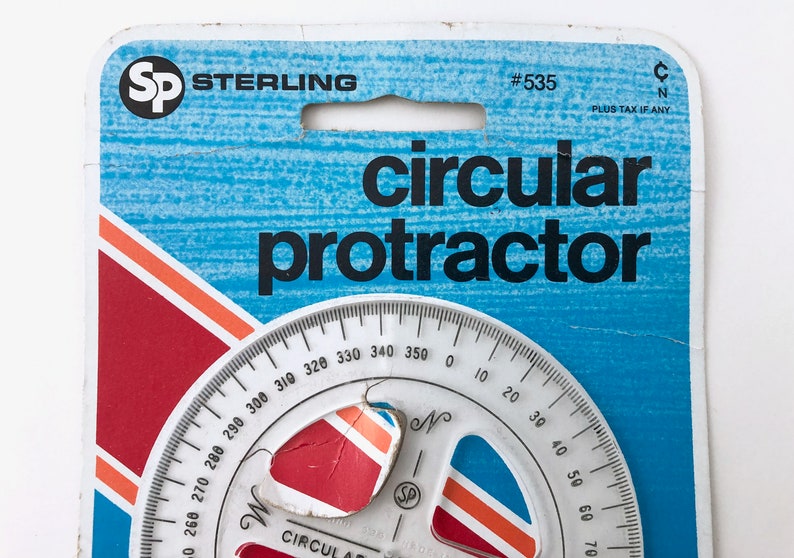 Protractor Packaging Circular Protractor, Small Round Vintage Clear Plastic Drafting Tool ...