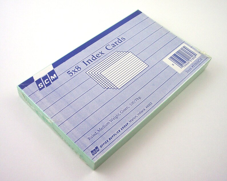 5 x 8 Inch Index Cards Light Green Narrow Ruled Medium Etsy