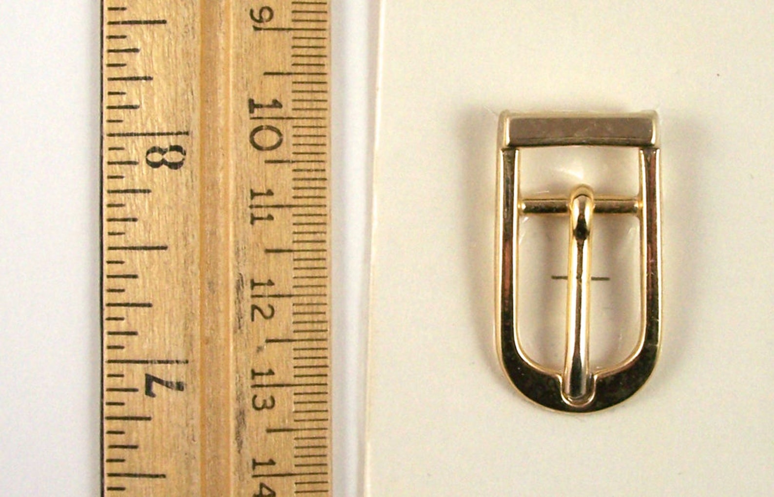 Small Metal Buckle, 13 Mm, 1/2, Gold Tone, Rounded on One Side, Prong