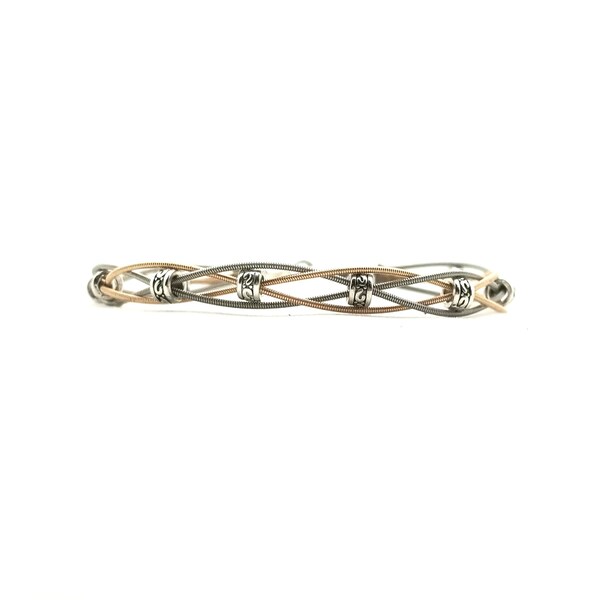 Two tone braided guitar string bracelet