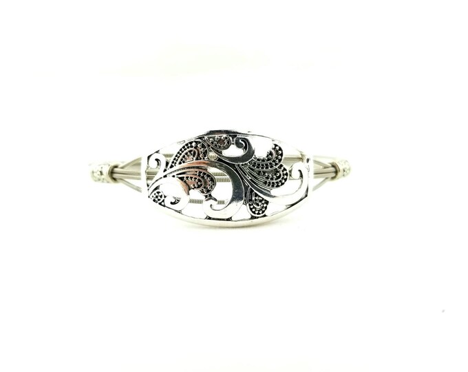 Guitar String Bracelet With Silver Tone Wave Bead Etsy