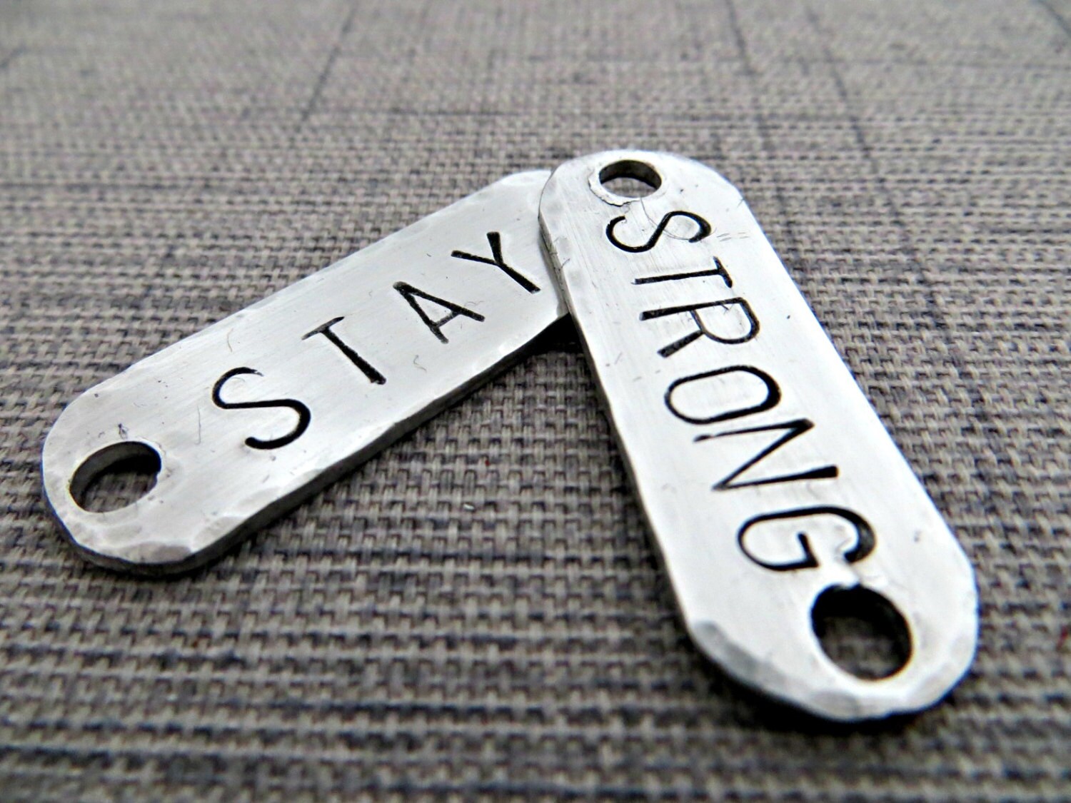 Custom Running Shoe Lace Tags STAY STRONG Hand Stamped Etsy